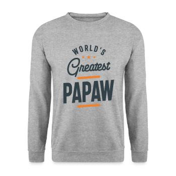 World's Greatest Papaw - Dad and Grandpa - Unisex Sweatshirt - salt & pepper - Front - Alina (178cm) & Michal (187cm)
