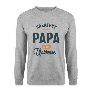 Der größte Papa des Universums - Papa und Opa - Unisex Pullover - Weißgrau meliert - Vorne - Alina (178cm) & Michal (187cm)