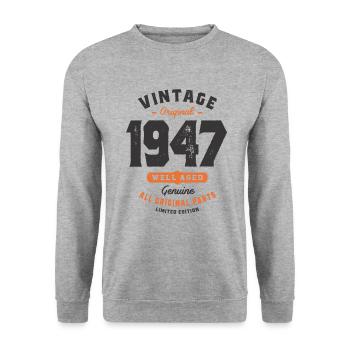 Vintage Original 1947 - 76 Birthday - Unisex Sweatshirt - salt & pepper - Front - Alina (178cm) & Michal (187cm)