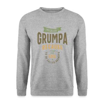 Grumpa - Way Too Cool for Grandpa - Unisex Sweatshirt - salt & pepper - Front - Alina (178cm) & Michal (187cm)