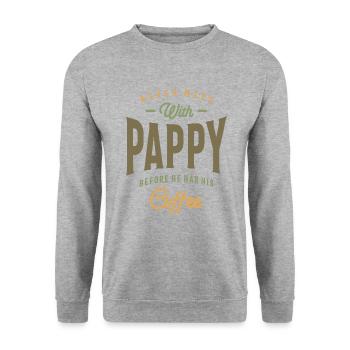 Pappy's Coffee Power! Dad and Grandpa - Unisex Sweatshirt - salt & pepper - Front - Alina (178cm) & Michal (187cm)