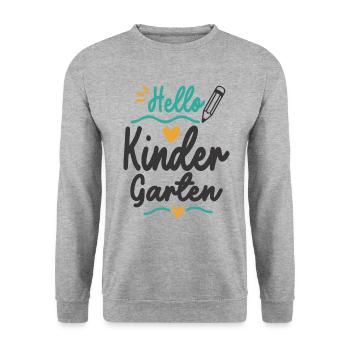 Hello Kindergarten Back To School Teacher Student - Unisex Sweatshirt - salt & pepper - Front - Alina (178cm) & Michal (187cm)