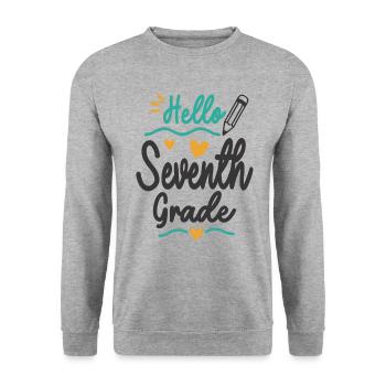 Hello 7th Grade Back To School Teacher Student - Unisex Sweatshirt - salt & pepper - Front - Alina (178cm) & Michal (187cm)