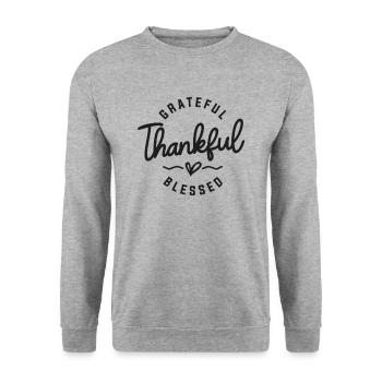 Embrace Abundant Gratitude - Grateful, Thankful - Unisex Sweatshirt - salt & pepper - Front - Alina (178cm) & Michal (187cm)