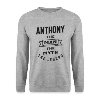Anthony The Man Myth Legend - Anthony Name - Unisex Sweatshirt - salt & pepper - Front - Alina (178cm) & Michal (187cm)