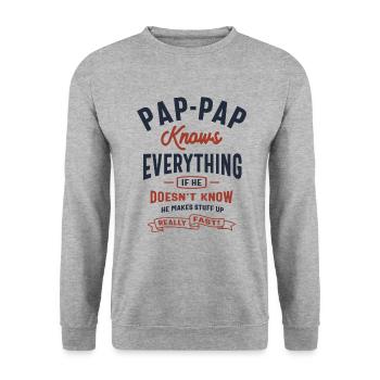 Pap-Pap Knows Everything Design - Unisex Sweatshirt - salt & pepper - Front - Alina (178cm) & Michal (187cm)