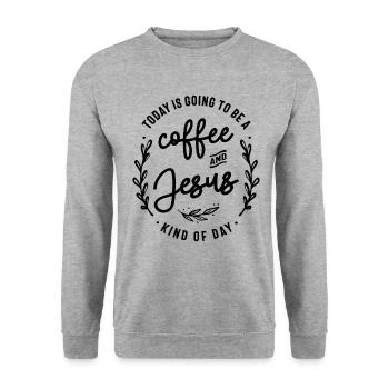 Coffee and Jesus Kind Of Day Christian Quote - Unisex Sweatshirt - salt & pepper - Front - Alina (178cm) & Michal (187cm)