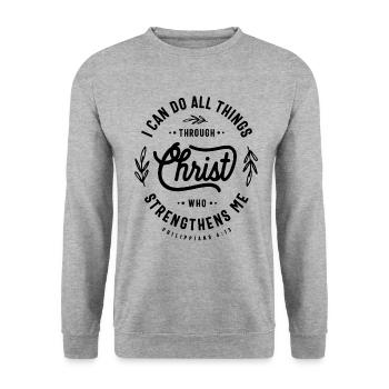 Philippians 4:13 Christian Quote - Unisex Sweatshirt - salt & pepper - Front - Alina (178cm) & Michal (187cm)