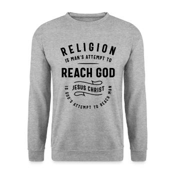 Divine Connection Religion vs. Jesus Christ - Unisex Sweatshirt - salt & pepper - Front - Alina (178cm) & Michal (187cm)