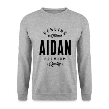 Aidan Genuine & Trusted Custom Name Aidan - Unisex Sweatshirt - salt & pepper - Front - Alina (178cm) & Michal (187cm)
