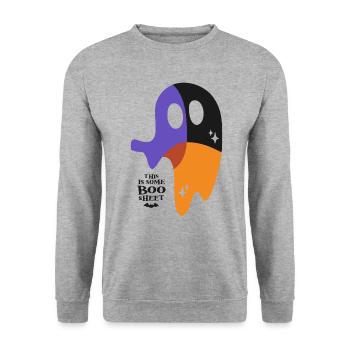 Modern Boo Sheet - Funny Ghost Halloween Look - Unisex Sweatshirt - salt & pepper - Front - Alina (178cm) & Michal (187cm)