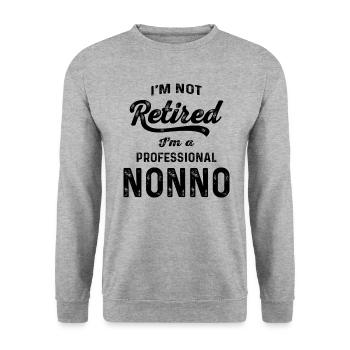 Nonno Retirement Redefined - Grandparents - Unisex Sweatshirt - salt & pepper - Front - Alina (178cm) & Michal (187cm)