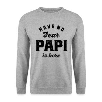 Have No Fear Papi is Here - Grandparents - Unisex Sweatshirt - salt & pepper - Front - Alina (178cm) & Michal (187cm)