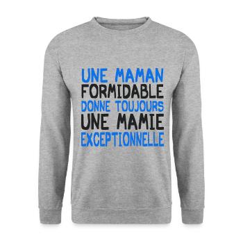 une maman formidable - Sweat-shirt Unisexe - gris chiné - Devant - Alina (178cm) & Michal (187cm)