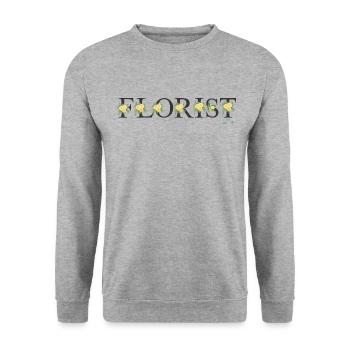 Florist Schriftzug Florist Geschenk Tshirt - Unisex Pullover - Weißgrau meliert - Vorne - Alina (178cm) & Michal (187cm)