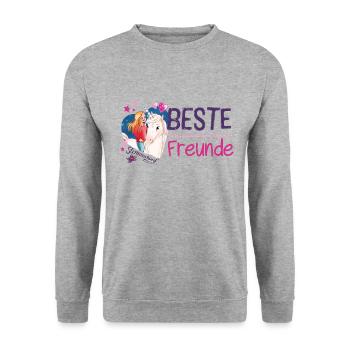 Sternenschweif Und Laura Beste Freunde Im Herz - Unisex Pullover - Weißgrau meliert - Vorne - Alina (178cm) & Michal (187cm)