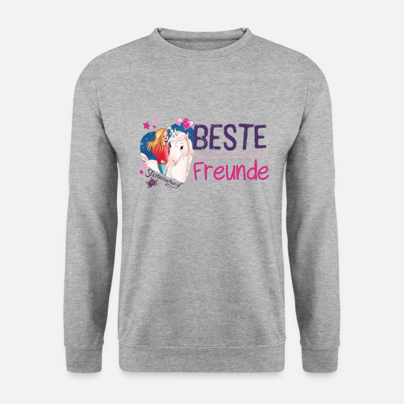 Sternenschweif Und Laura Beste Freunde Im Herz - Unisex Pullover - Weißgrau meliert