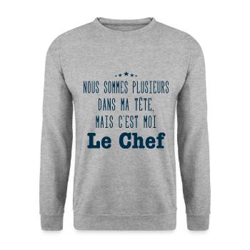 on est plusieurs dans ma tête - T-shirt Humour - Sweat-shirt Unisexe - gris chiné - Devant - Alina (178cm) & Michal (187cm)