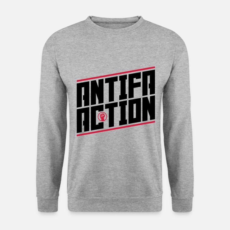 Antifa Action - Unisex Pullover - Weißgrau meliert