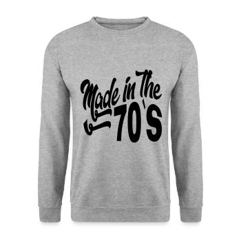 Birthday Made in the 70 s Seventies Vintage Retro - Unisex Sweatshirt - salt & pepper - Front - Alina (178cm) & Michal (187cm)