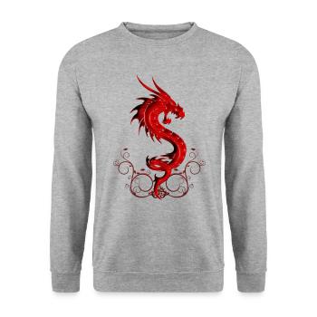 wonderful red chinese dragon - Unisex Sweatshirt - salt & pepper - Front - Alina (178cm) & Michal (187cm)