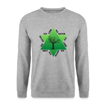 ICH LIEBE DIE NATUR - Für Naturliebhaber - Unisex Pullover - Weißgrau meliert - Vorne - Alina (178cm) & Michal (187cm)