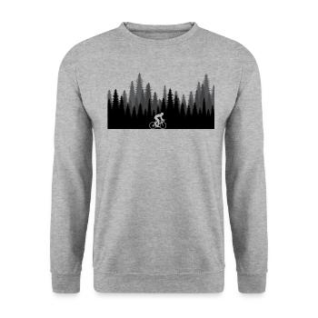 Glück ist Fahrradfahren. - Unisex Pullover - Weißgrau meliert - Vorne - Alina (178cm) & Michal (187cm)