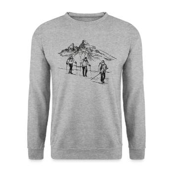A tribute to the Watzmann: Berchtesgadener Land - Unisex Sweatshirt - salt & pepper - Front - Alina (178cm) & Michal (187cm)