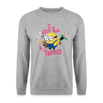 Minions Bob With Flowers I Got You A Thing - Unisex Sweatshirt - salt & pepper - Front - Alina (178cm) & Michal (187cm)