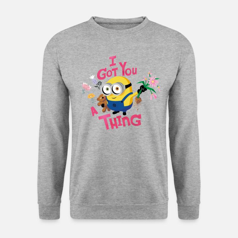 Minions Bob Mit Blumen I Got You A Thing - Unisex Pullover - Weißgrau meliert