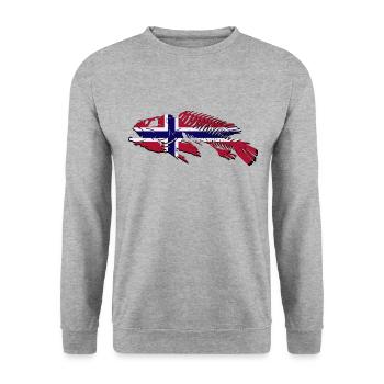 Norway Fishing - Unisex Pullover - Weißgrau meliert - Vorne - Alina (178cm) & Michal (187cm)