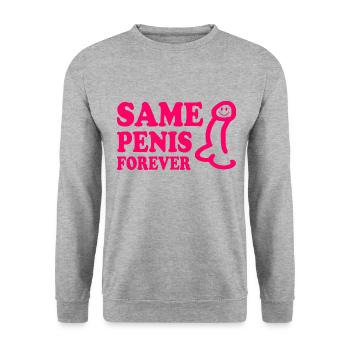 Same penis forever - Unisex Pullover - Weißgrau meliert - Vorne - Alina (178cm) & Michal (187cm)