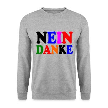 Nein danke - Unisex Pullover - Weißgrau meliert - Vorne - Alina (178cm) & Michal (187cm)
