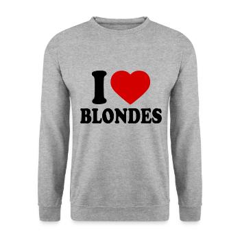 I love blondes - Unisex Pullover - Weißgrau meliert - Vorne - Alina (178cm) & Michal (187cm)