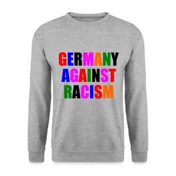 Germany against racism - Unisex Pullover - Weißgrau meliert - Vorne - Alina (178cm) & Michal (187cm)