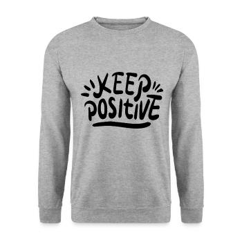Restez positif - Sweat-shirt Unisexe - gris chiné - Devant - Alina (178cm) & Michal (187cm)