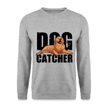 Dog Catcher Hund - Unisex Pullover - Weißgrau meliert - Vorne - Alina (178cm) & Michal (187cm)
