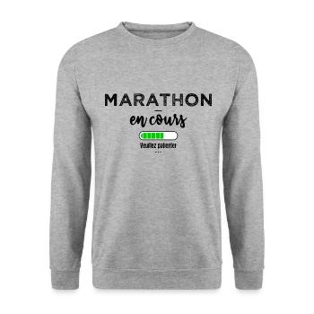 Marathon en cours veuillez patienter - Sweat-shirt Unisexe - gris chiné - Devant - Alina (178cm) & Michal (187cm)