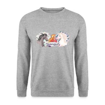 Sternenschweif Normal Und Verwandelt Mit Laura - Unisex Pullover - Weißgrau meliert - Vorne - Alina (178cm) & Michal (187cm)