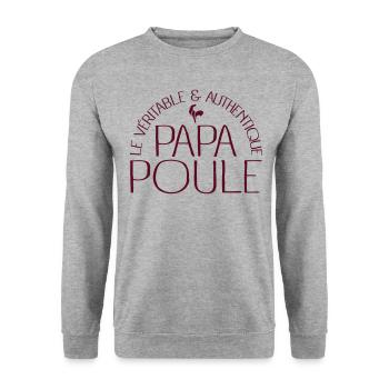Papa Poule - Sweat-shirt Unisexe - gris chiné - Devant - Alina (178cm) & Michal (187cm)