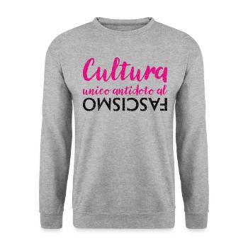 La culture est le seul antidote au fascisme - Sweat-shirt Unisexe - gris chiné - Devant - Alina (178cm) & Michal (187cm)