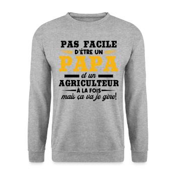 Papa et un agriculteur - Sweat-shirt Unisexe - gris chiné - Devant - Alina (178cm) & Michal (187cm)