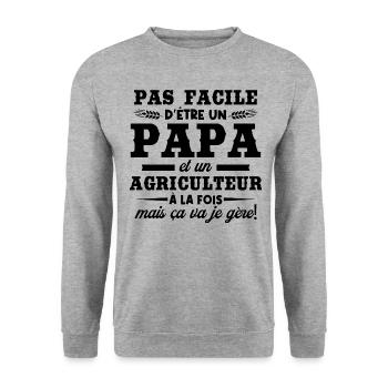 Papa et un agriculteur - Sweat-shirt Unisexe - gris chiné - Devant - Alina (178cm) & Michal (187cm)