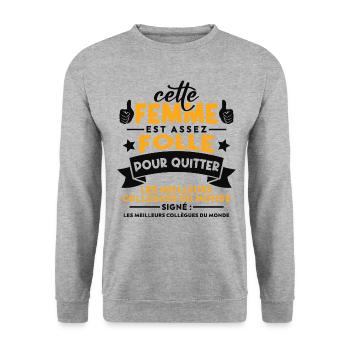 Collègue femme, meilleurs collègues du monde - Sweat-shirt Unisexe - gris chiné - Devant - Alina (178cm) & Michal (187cm)
