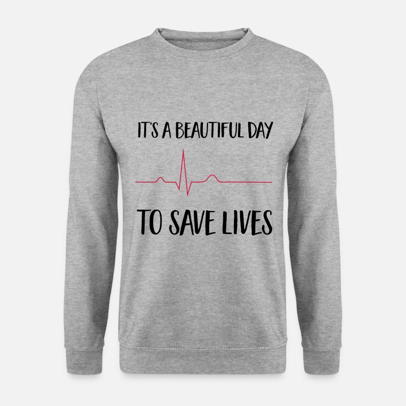 beautiful day to save lives - Unisex Pullover - Weißgrau meliert