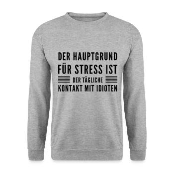 Der Tägliche Kontakt Mit Idioten - Lustiger Spruch - Unisex Pullover - Weißgrau meliert - Vorne - Alina (178cm) & Michal (187cm)