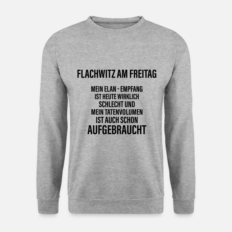 Flachwitz am Freitag - Unisex Pullover - Weißgrau meliert