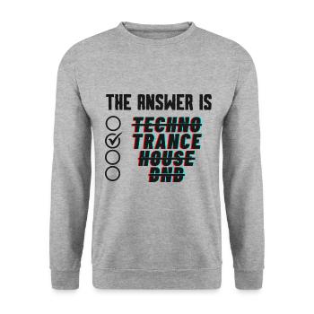 Die Antwort ist TRANCE - Unisex Pullover - Weißgrau meliert - Vorne - Alina (178cm) & Michal (187cm)