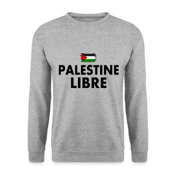 palestine libre - Sweat-shirt Unisexe - gris chiné - Devant - Alina (178cm) & Michal (187cm)