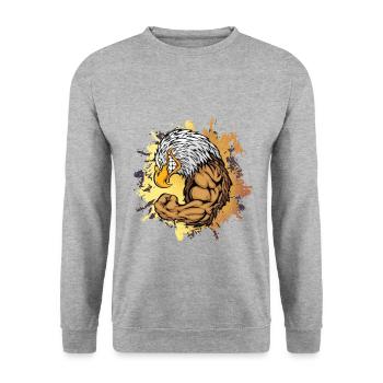 Eagle Fitness Biceps Strong No Pain sans gain - Sweat-shirt Unisexe - gris chiné - Devant - Alina (178cm) & Michal (187cm)